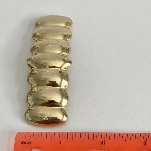 Vintage Gold Scallop Shrimp French Barrette 80s 90s Geometric Metal Leeza - Picture 8 of 9